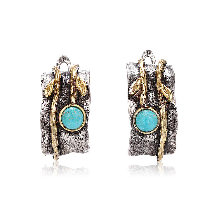 Handmade Turquoise 925 Sterling Silver Nepal Earrings Women
