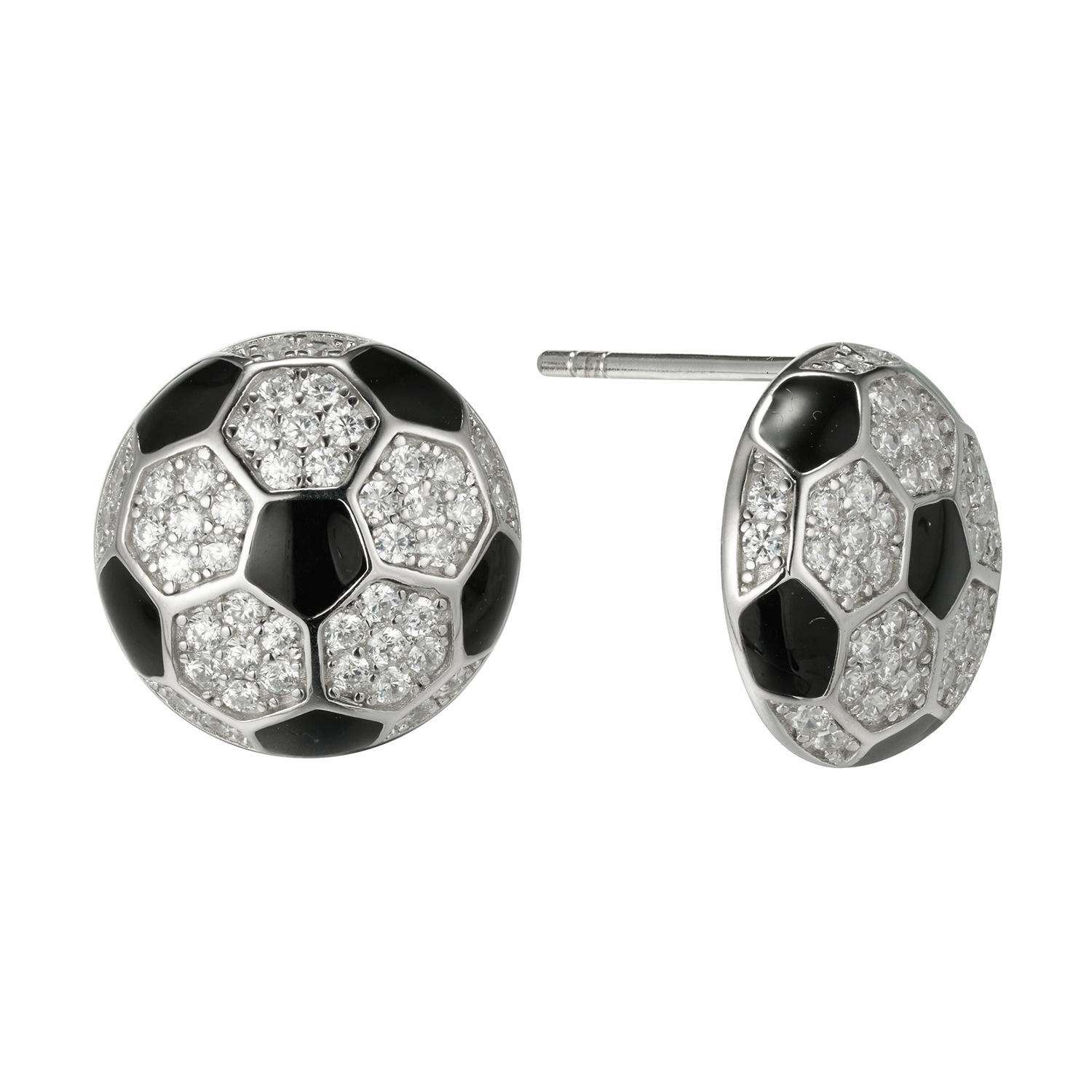 Product Manufacturer White Zircon Studs 925 Sterling Silver Football Earrings