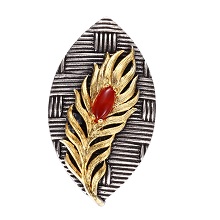 Gold Plated Unique Design Leaf Shape  Agate Silver Jewelry Set Unisex