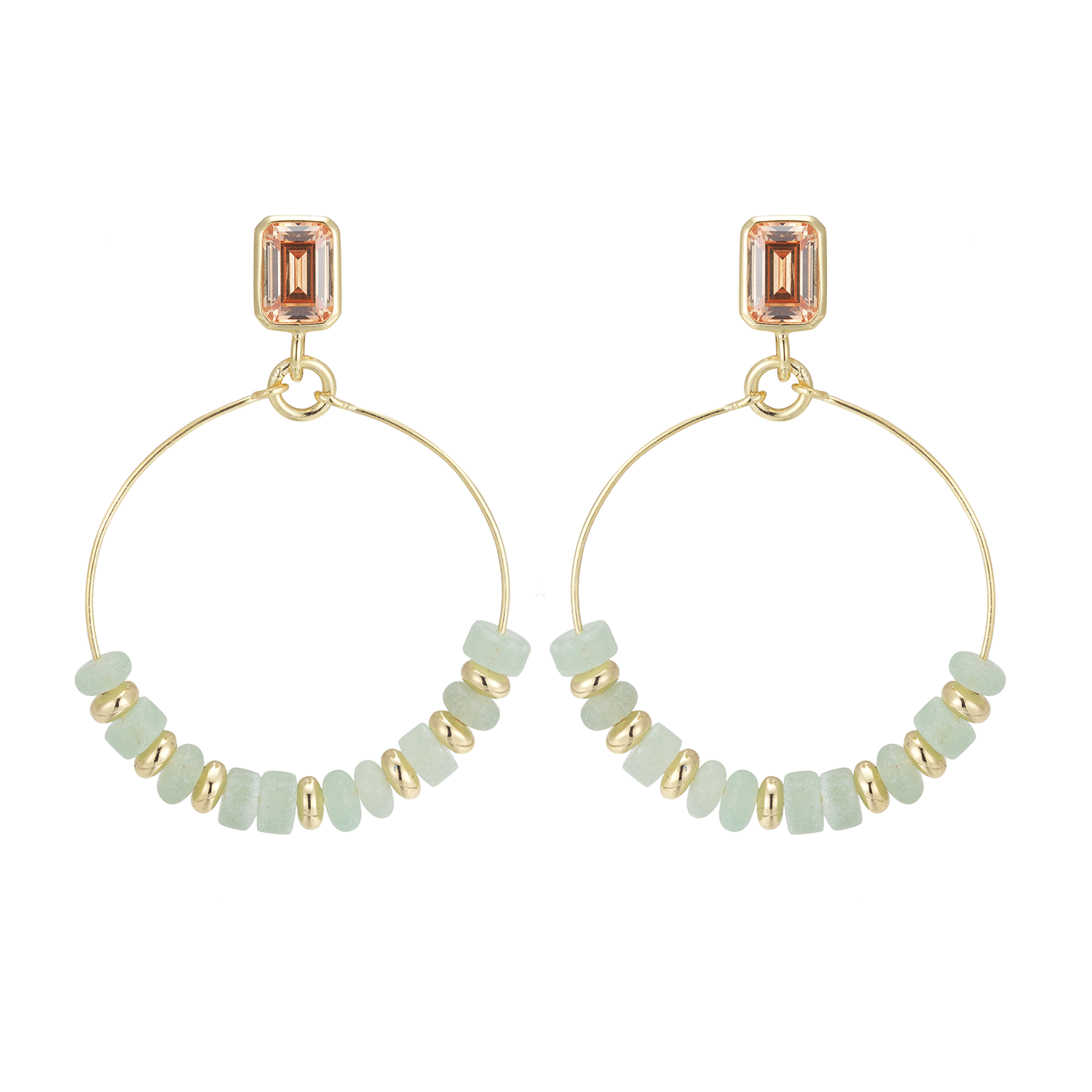 Professional Customization Aventurine Set Fine Jewelry Colorful Hoop Sliver Earrings For Women