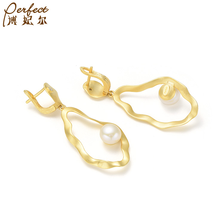 New Arrive Fasion Luxury 18K Gold White Zirconium Earrings Pearl Statement Jewellery New Designs Silver Earrings