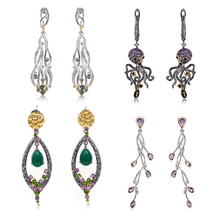 Handmade Turquoise 925 Sterling Silver Nepal Earrings Women