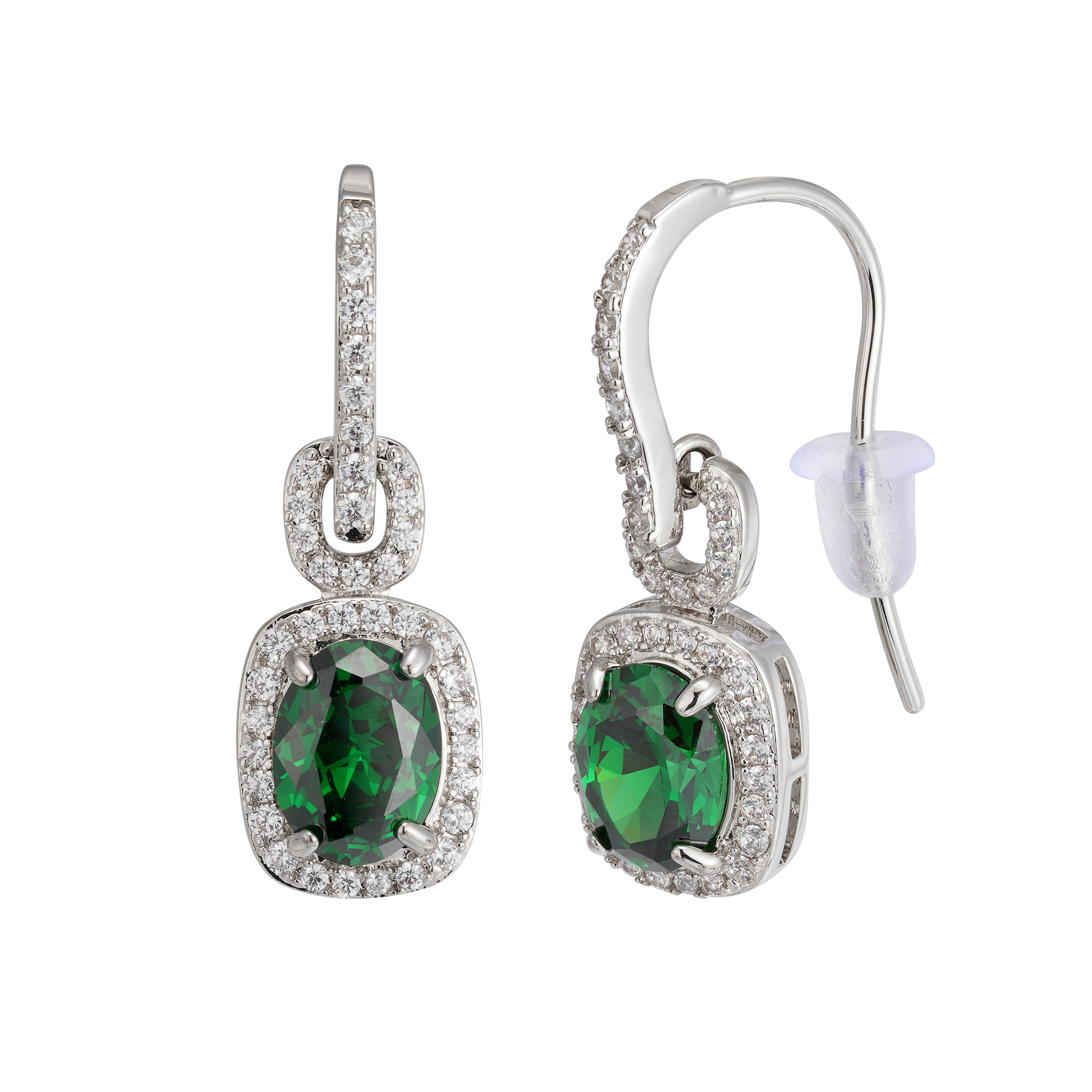 New Material Green White Zircon Women Designer Fashion Jewelry Brass Earrings With Big Promotion