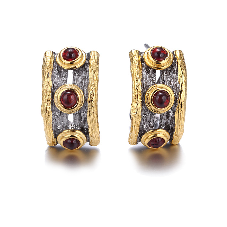 Saudi Fashion Design Yellow Gold Plated 925 Sterling Silver Women Huggie Earrings