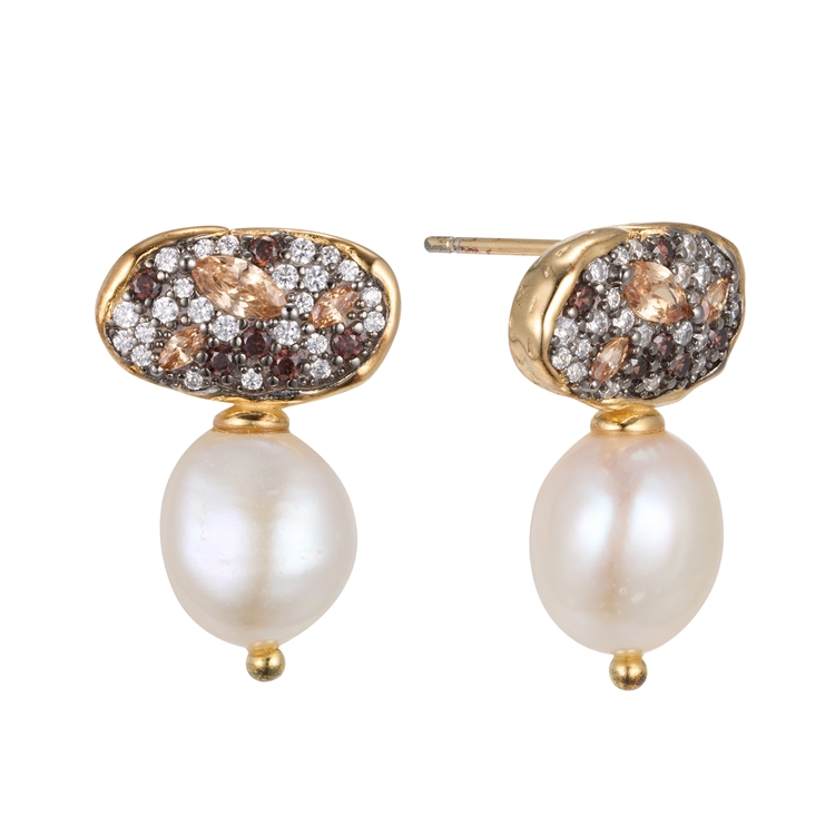 2023 Fashion Jewelry 18k Gold Plated Women Baroque Fresh Water Freshwater Pearl Earrings 925 Sterling Silver Pearl Earrings