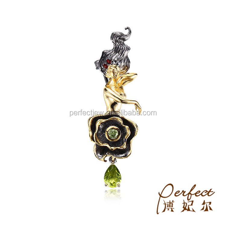 Fancy Flower 925 Sterling Silver Custom Brooch for Women