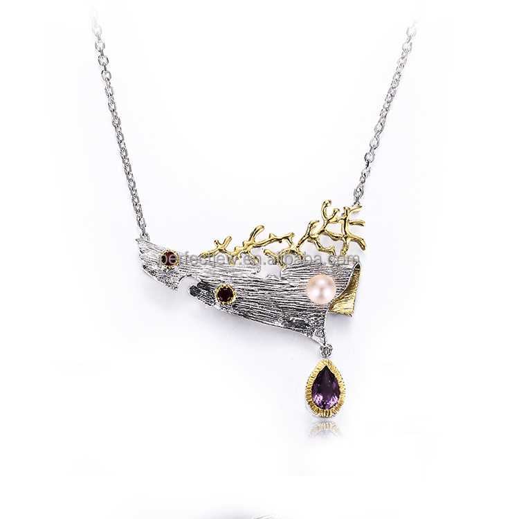 Modern Natural Pearl Handmade 925 Silver Necklace Jewelry Design