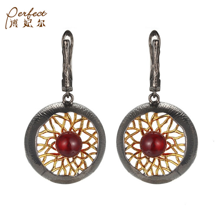 Beautiful Zircon Jewelry Set Gold Optional Custom Handmade 925 Sterling Silver Plated Filled Red CLASSIC Perfect Silver Earrings