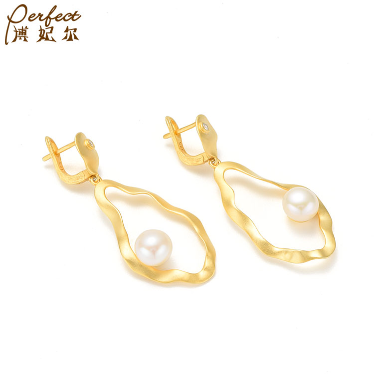 New Arrive Fasion Luxury 18K Gold White Zirconium Earrings Pearl Statement Jewellery New Designs Silver Earrings