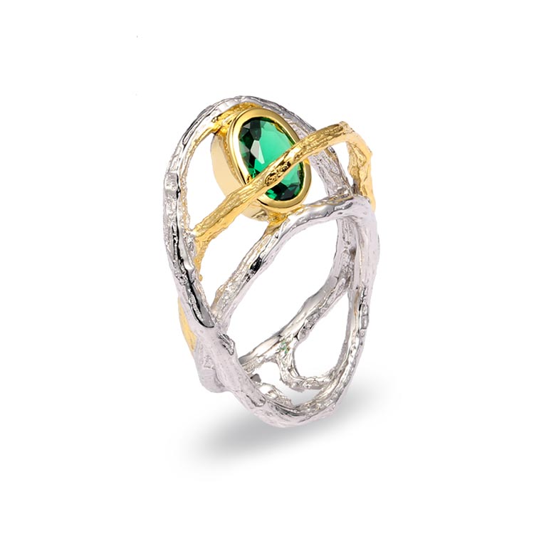 Turkey Style Handmade 925 Sterling Silver Green Spinel Ring