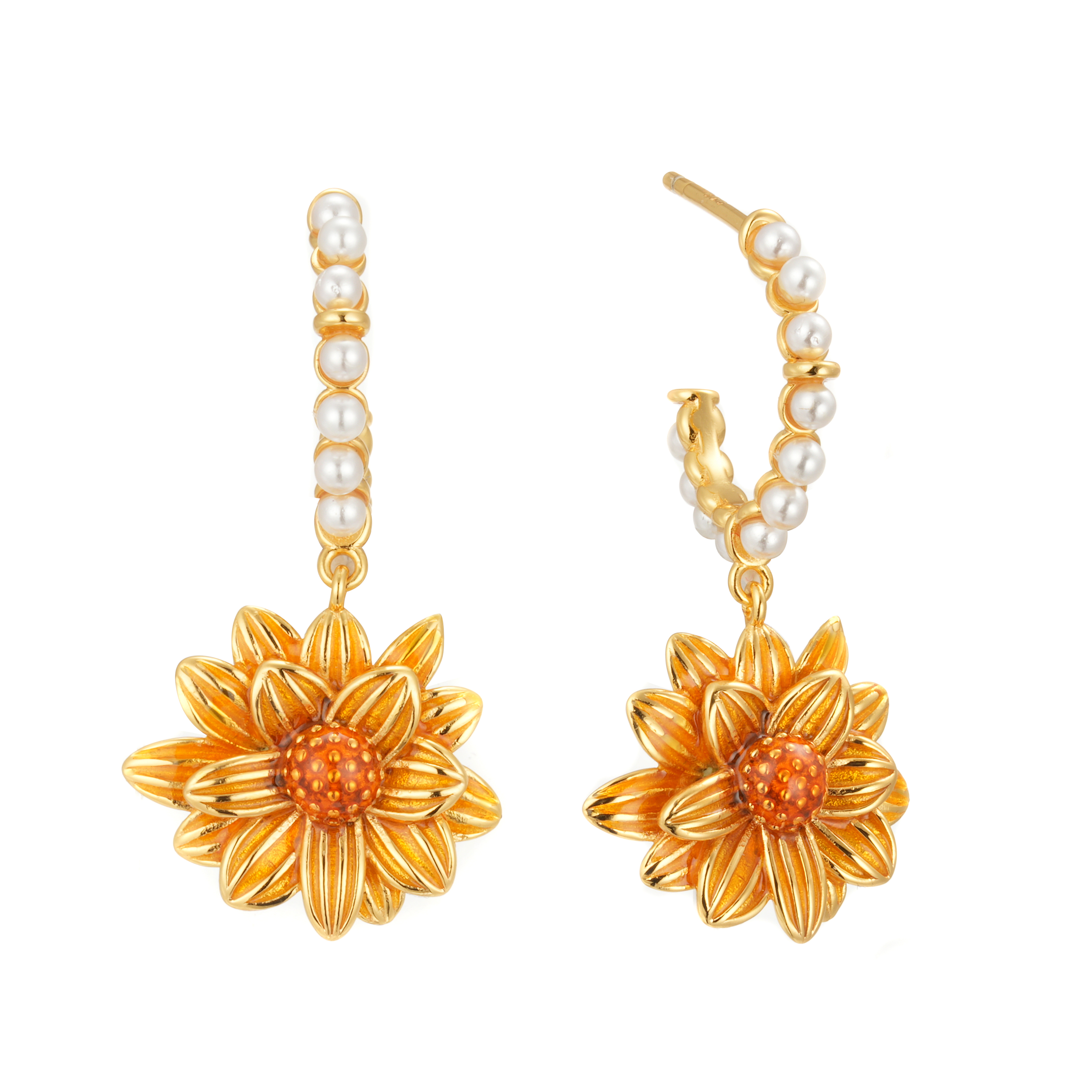 2023 Hot Style 18K Retro Sunflower Sliver Earrings Gold With Best Services