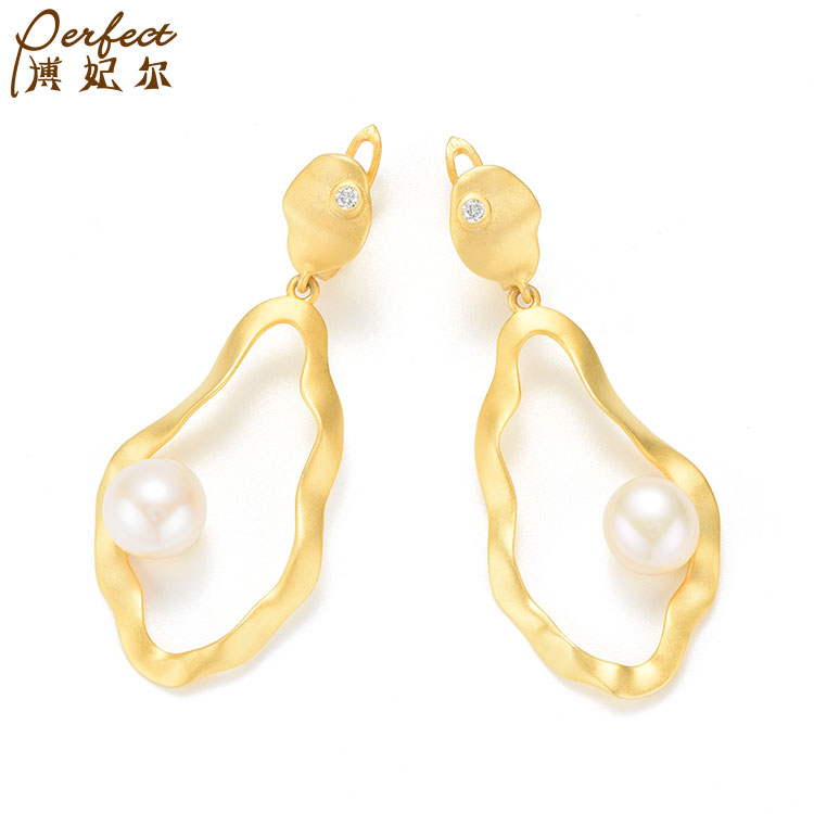 New Arrive Fasion Luxury 18K Gold White Zirconium Earrings Pearl Statement Jewellery New Designs Silver Earrings