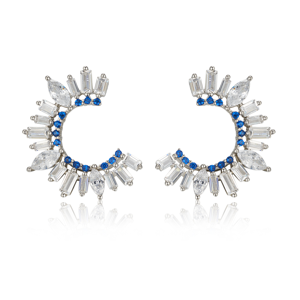 Silver Manufacturer Wholesale Designed Zircon Earrings Popular Jewelry Designers Sliver  Earrings Custom