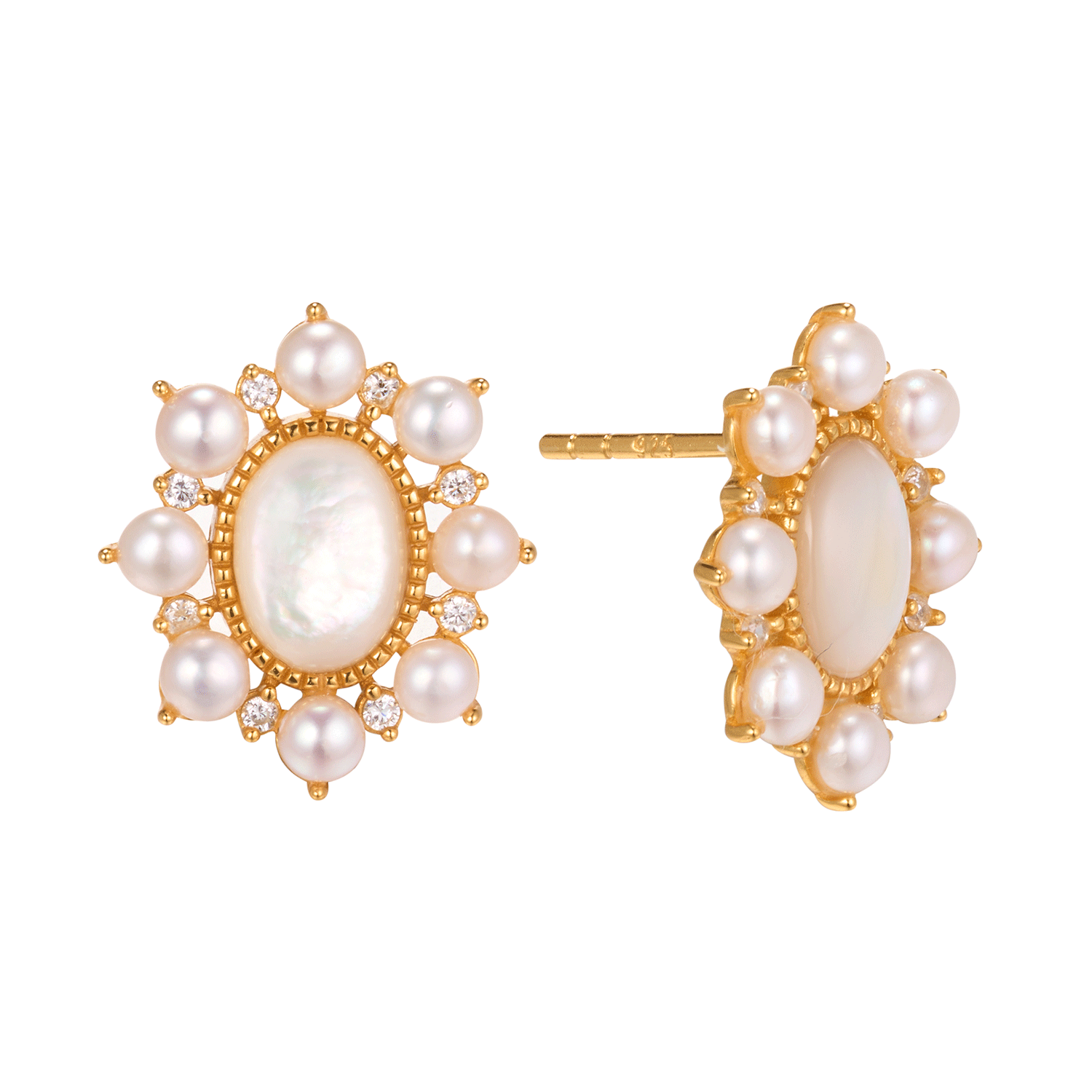 2023 Wholesale Popular White Zircon Girl Pearl Stud Sliver Earrings With Best Brand