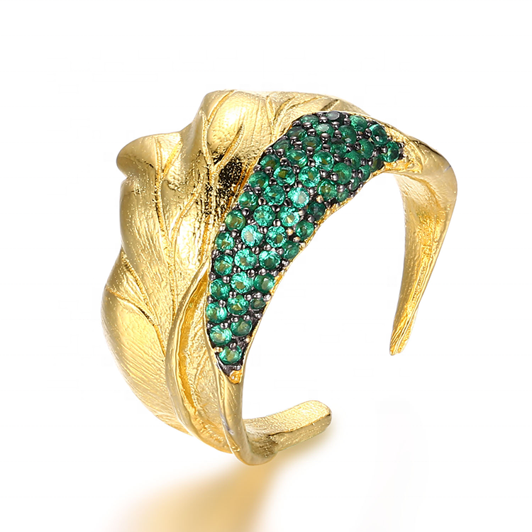 Jewelry Set Cute Suppliers Design Green Nano Spinel Leaf Shape Gold Plated Jewelry Set