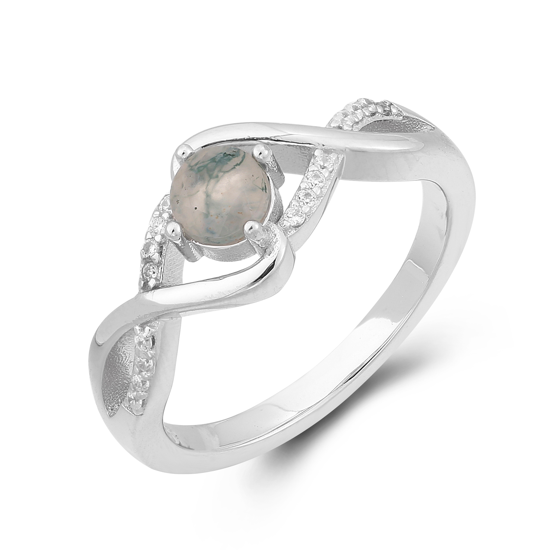 New Trend 925 Sterling Silver Moss Agate Ring Fashion Jewelry Gifts Moss Agate Rings for Women Men