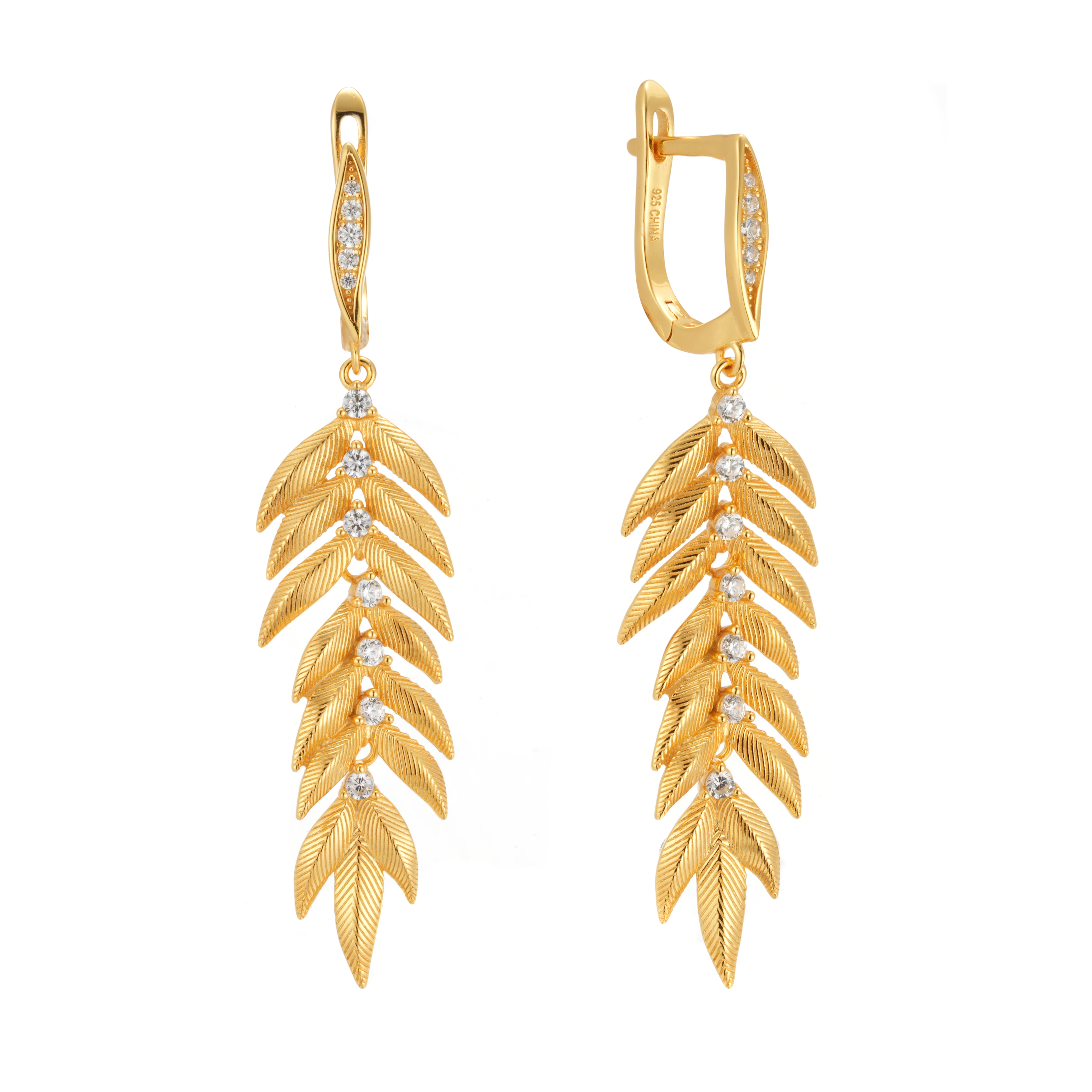 The New 18K Gold Korean Wholesale Woman Leaf Sliver Earrings With Wholesale Hot Sale