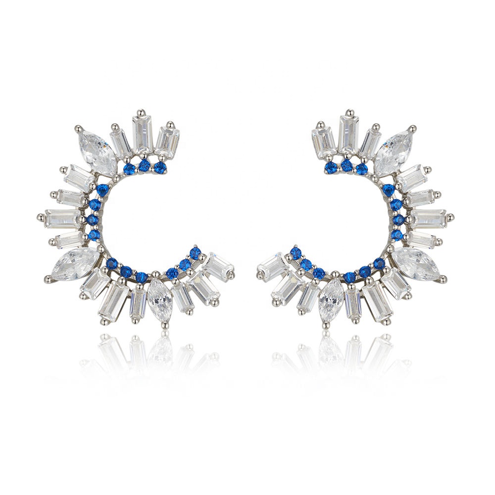 Wholesale Fashion Jewellery Zircon Women Fine Jewelry Stud Sliver Earrings