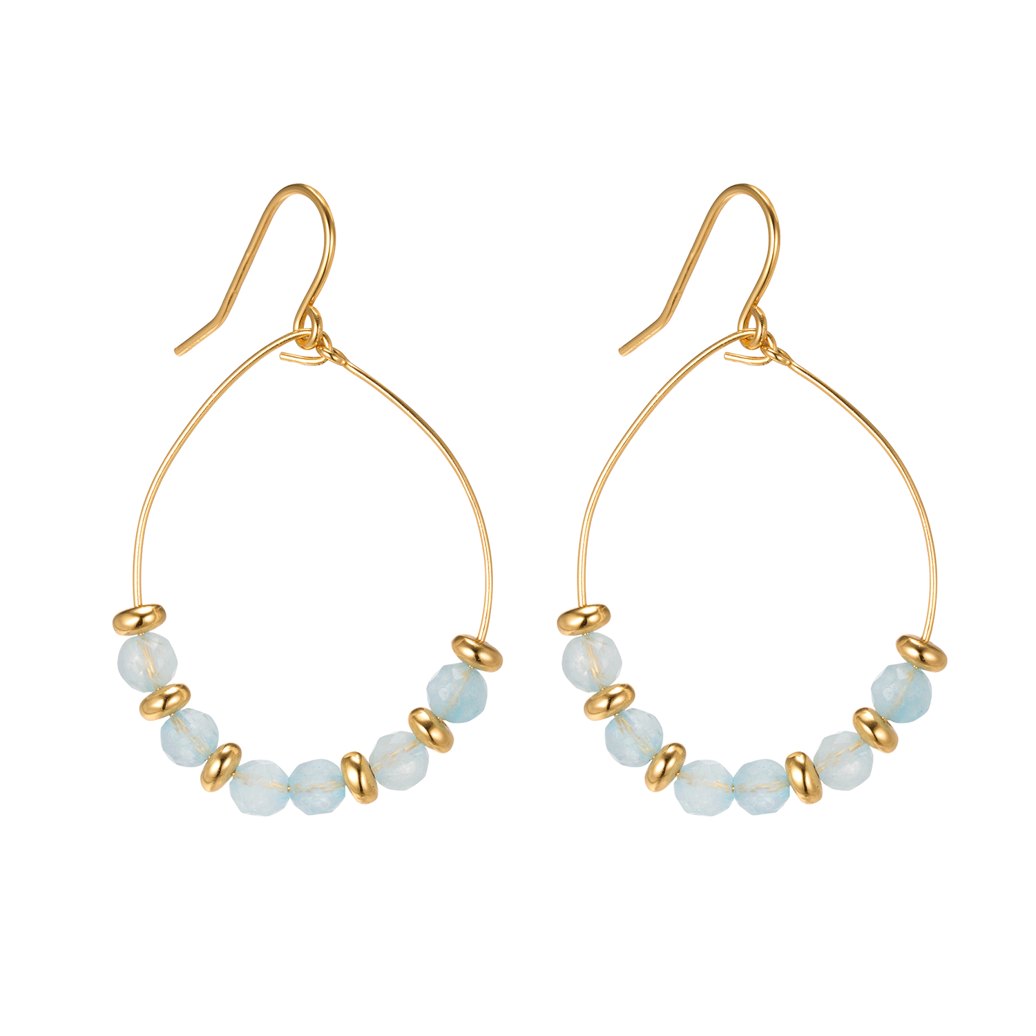 New Product Ideas Hoop Aquamarine Colorful Beaded Sliver Earrings With Quality Assurance
