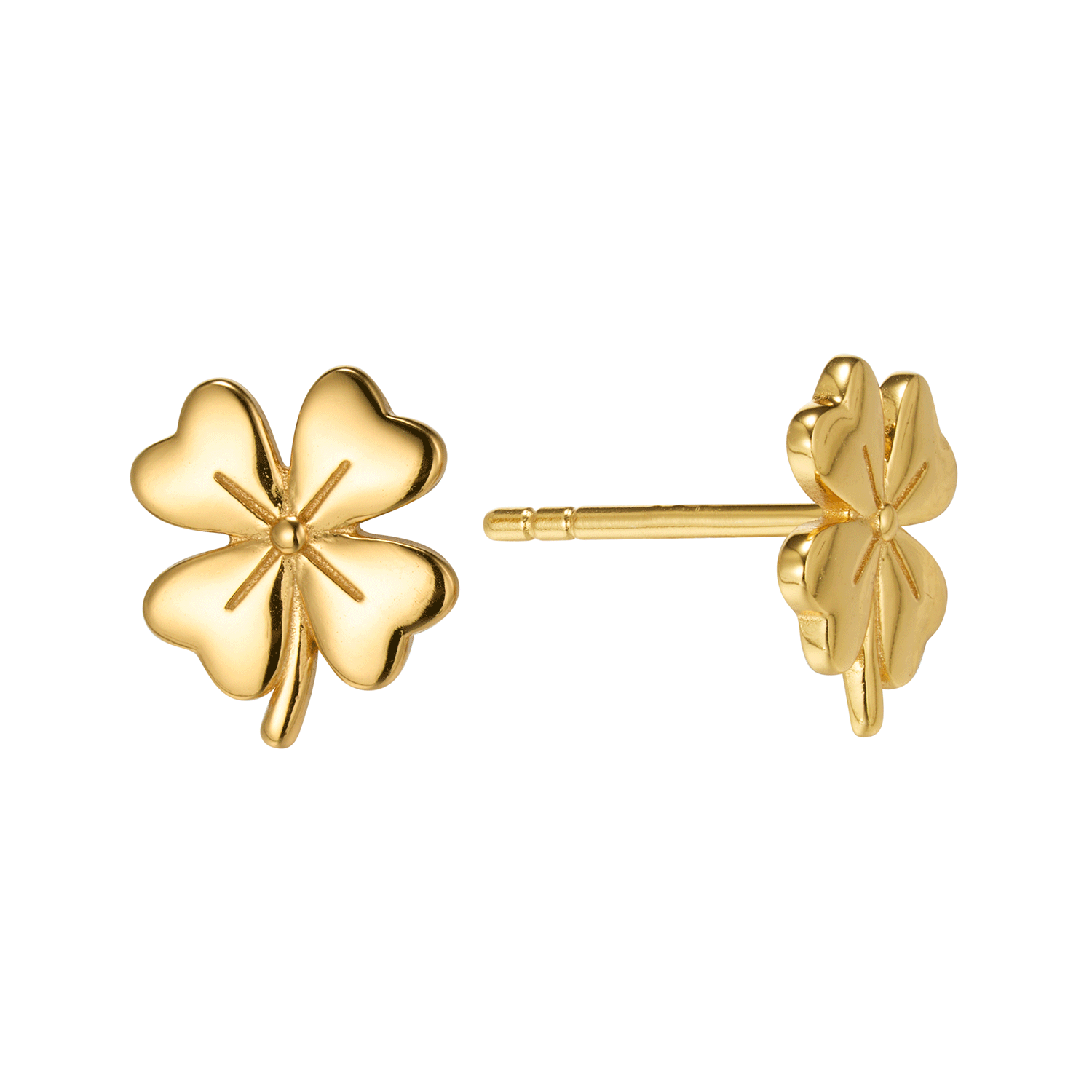 Brand New 18K Gold Women Fashion Four Leaf Clover Stud Sliver Earring