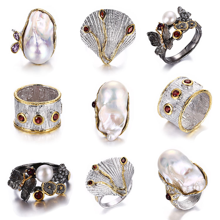 Latest Fashion Flower White Shell 925 Sterling Silver Gold Plated Earrings Set