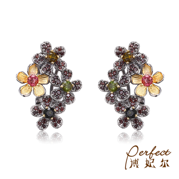 Italy Handmade Flower 925 Sterling Silver Women Earrings with Gold Plated