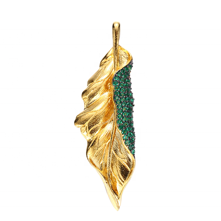 Jewelry Set Cute Suppliers Design Green Nano Spinel Leaf Shape Gold Plated Jewelry Set