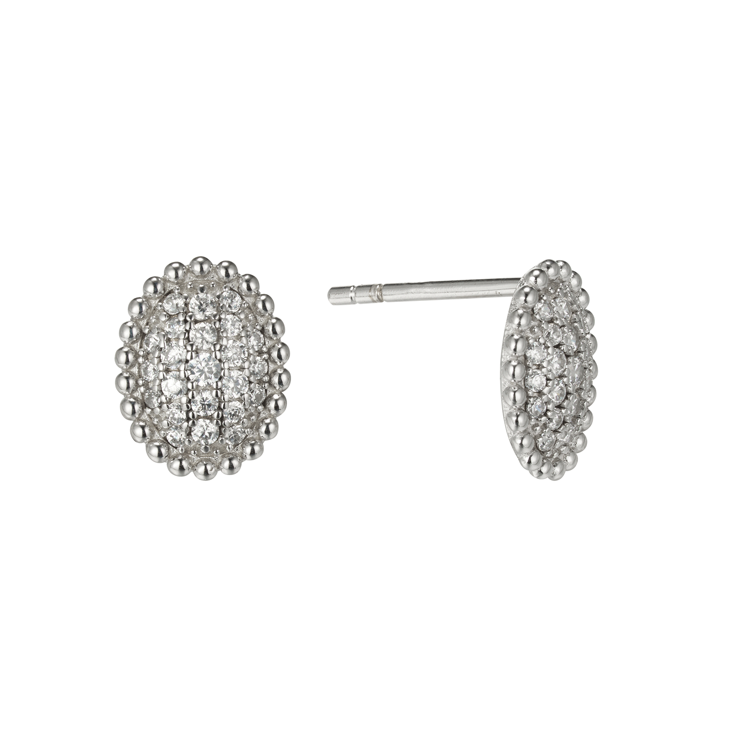 2024 Hot Style Oval White Zircon Custom 925 Sliver Classic Vintage Fashion Jewelry Stud Earrings