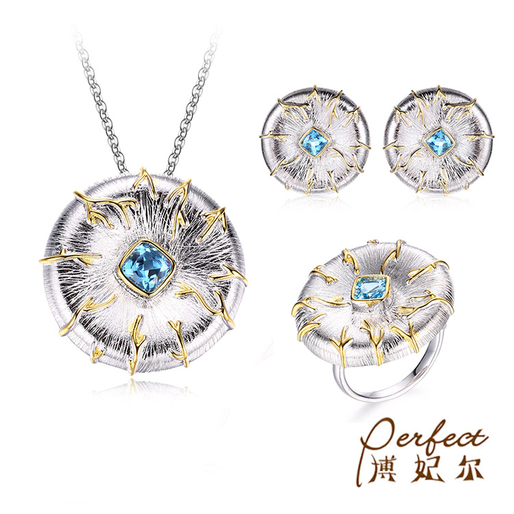 Guangzhou Perfect Ring Earring Pink Cochineal Sterling Silver Jewelry Set China Wholesale Price