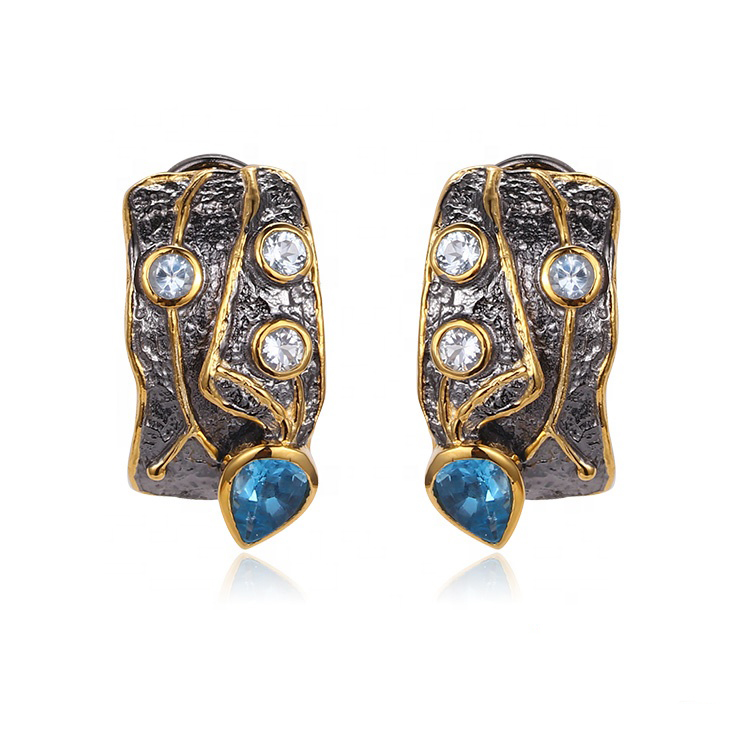 Fashion Thailand Costume 925 Sterling Silver Huggie Earrings Jewelry for Women