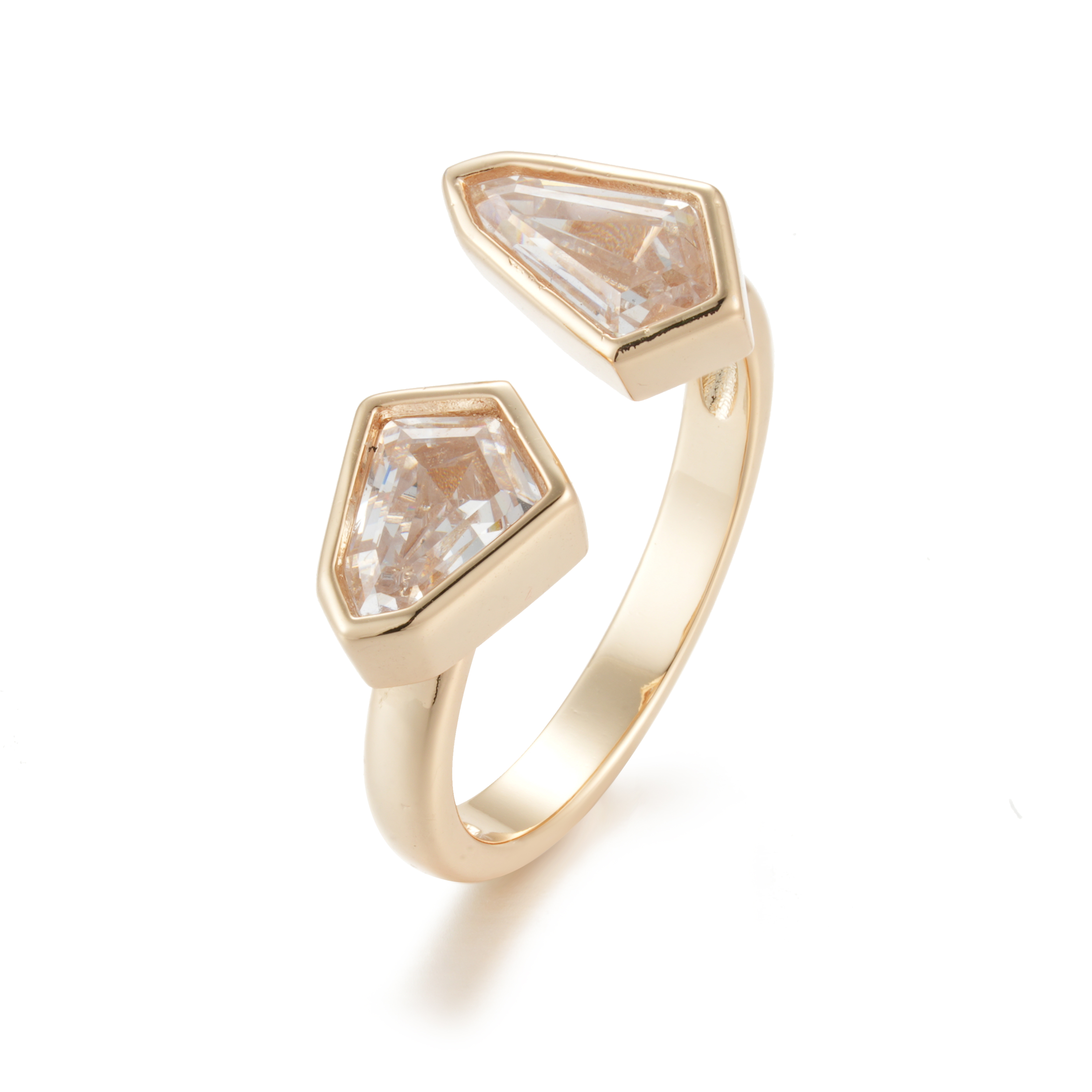 New Product Ideas White Zircon Trendy Open Woman Brass Ring With Quality Assurance