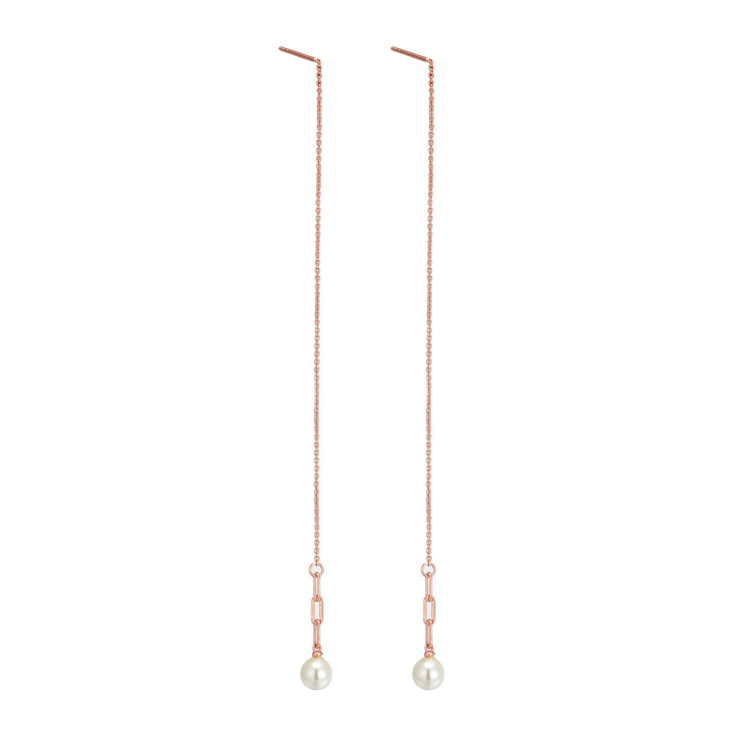Stock Available 14K Rose Gold Pearl Stud Ladies Jewelry 925 Sliver Earrings