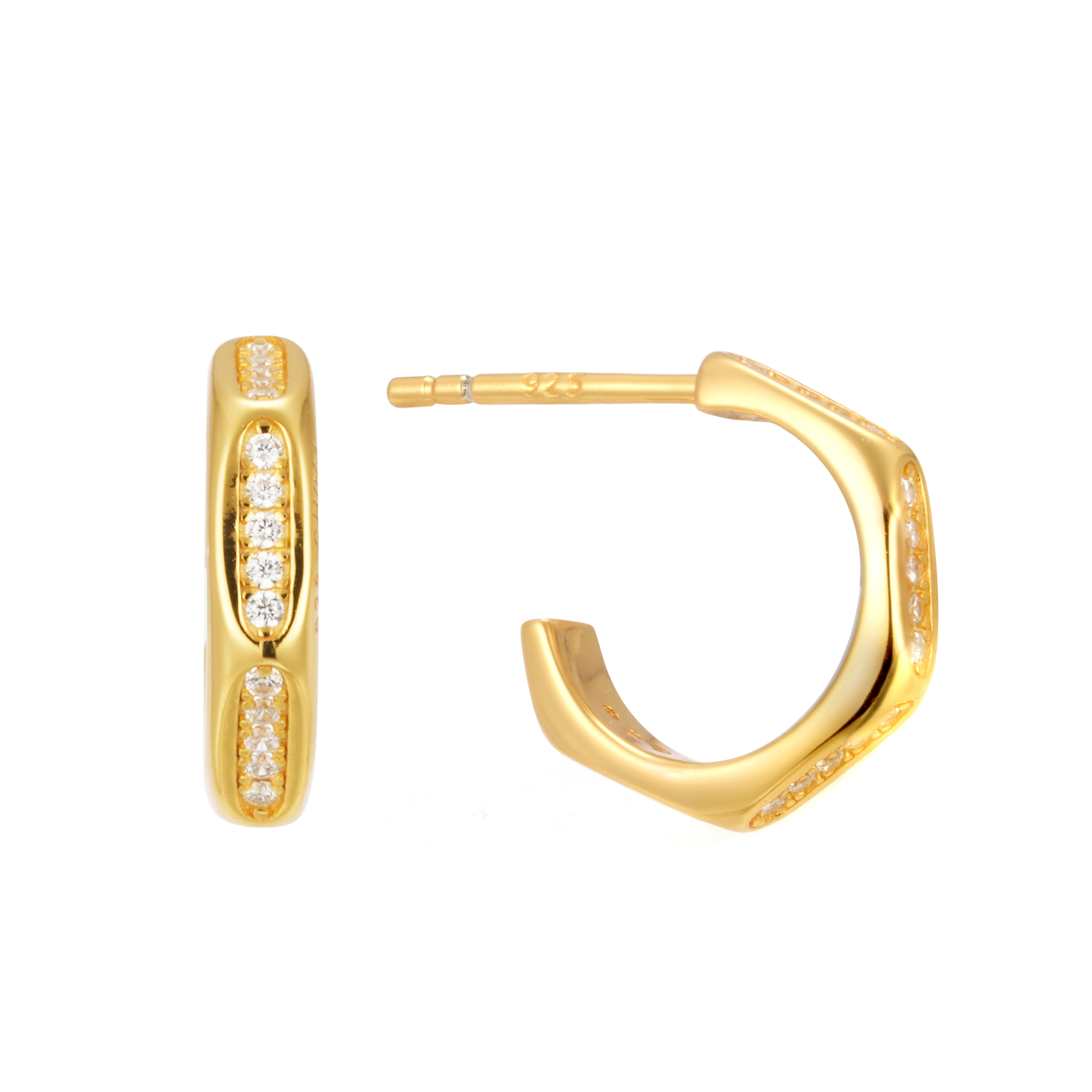 Selling White Zircon Women Hoop Fashion Simple Sliver Earrings With Factory Wholesale