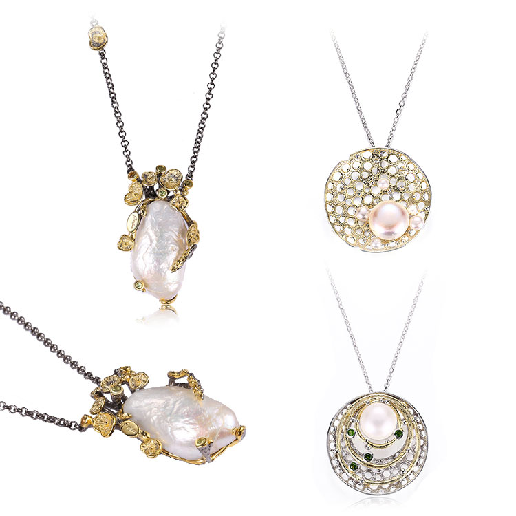 Modern Natural Pearl Handmade 925 Silver Necklace Jewelry Design