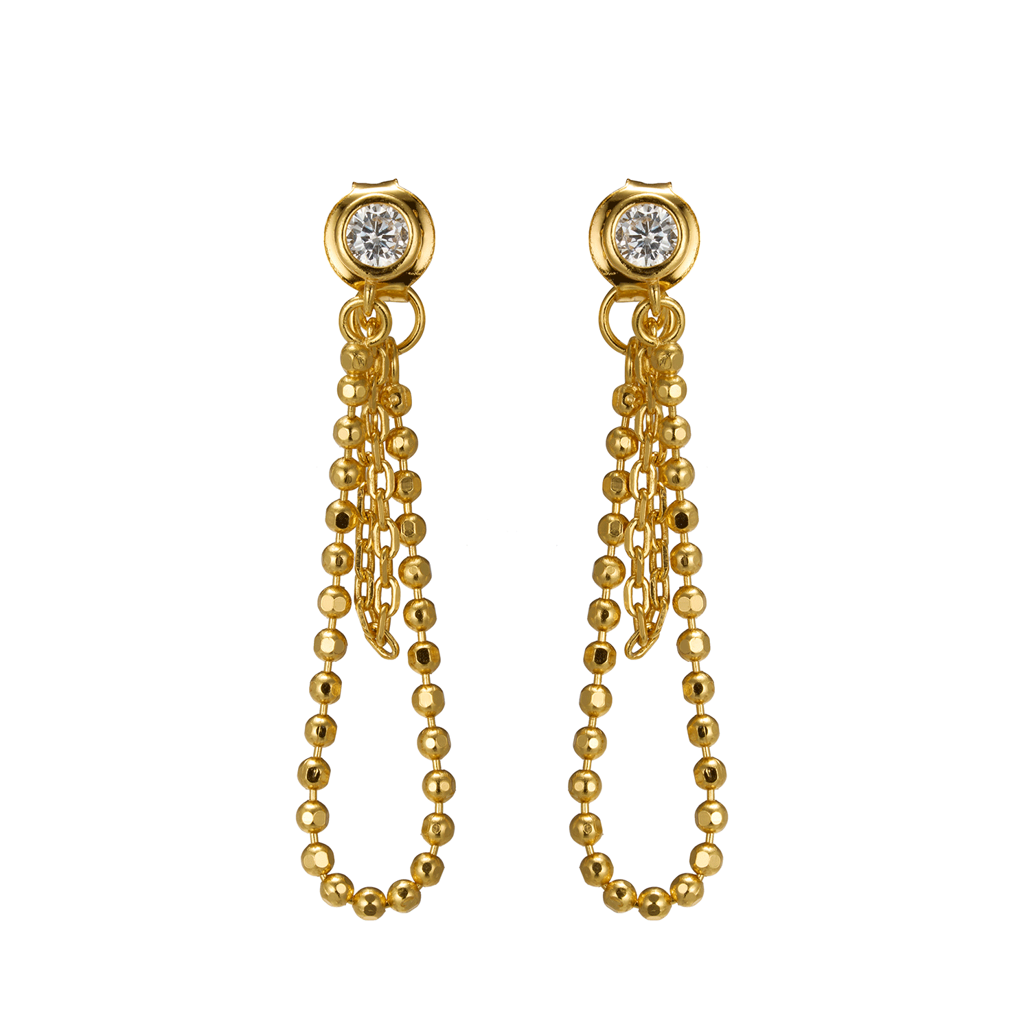 New Design White Zircon Hoop Tassel Beaded Sliver Earrings Handmade With Favorable Price