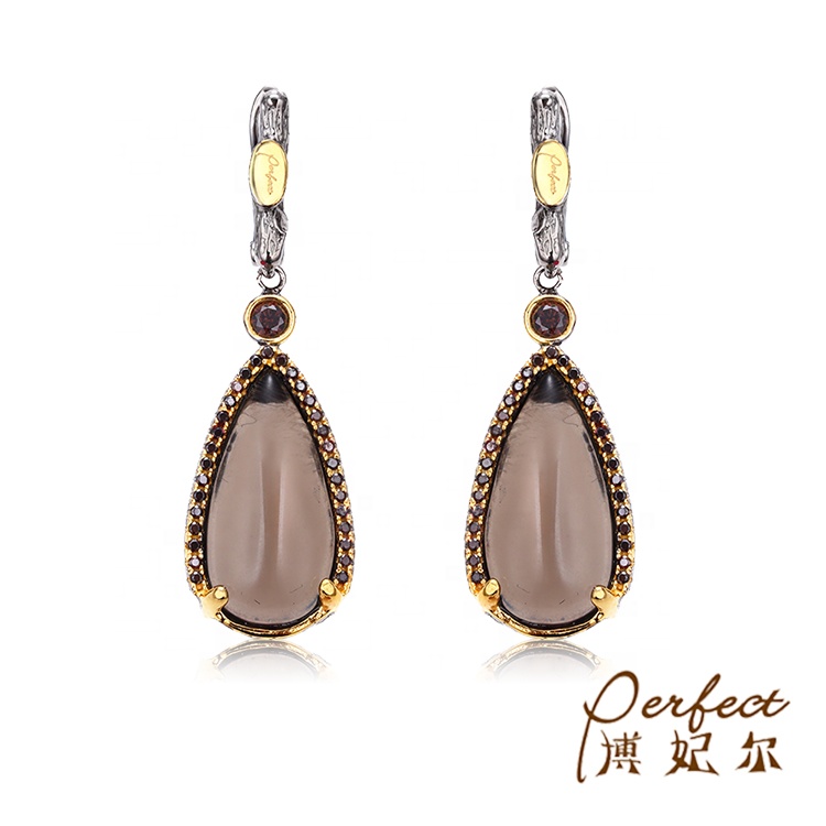 Saudi Citrine Stone 925 Sterling Silver Jewelry Dangle Earrings for Girl Party