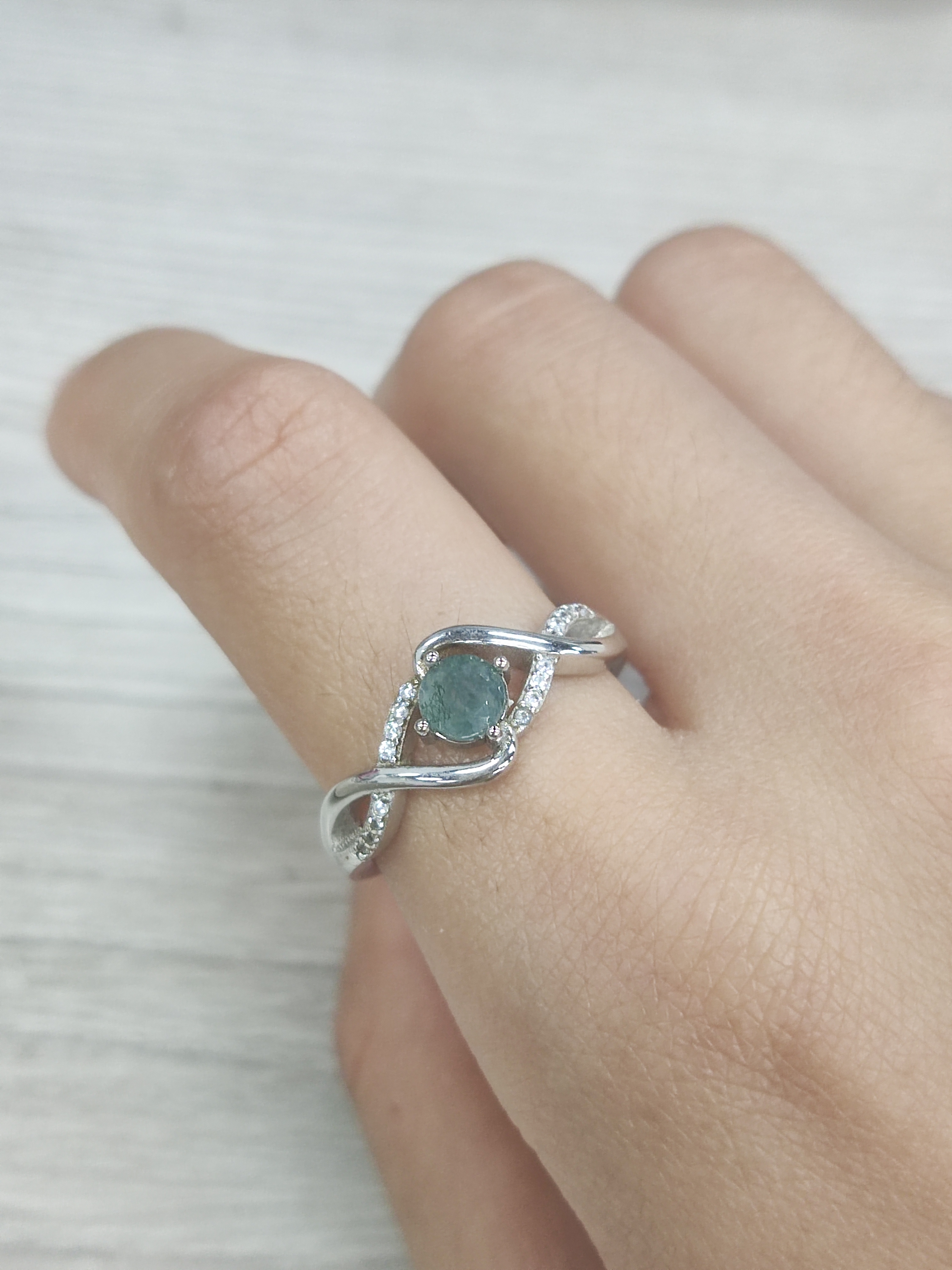 New Trend 925 Sterling Silver Moss Agate Ring Fashion Jewelry Gifts Moss Agate Rings for Women Men