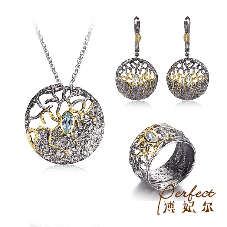 Guangzhou Perfect Ring Earring Pink Cochineal Sterling Silver Jewelry Set China Wholesale Price