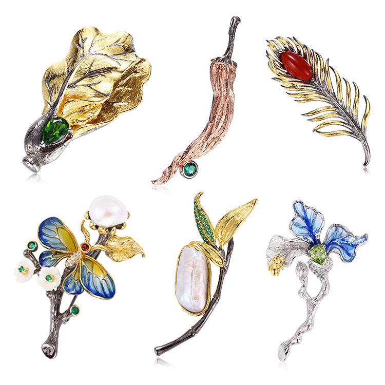Fashion Dragonfly Design 925 Sterling Silver Brooch Pin Jewelry with Spinel Amethyst Stone