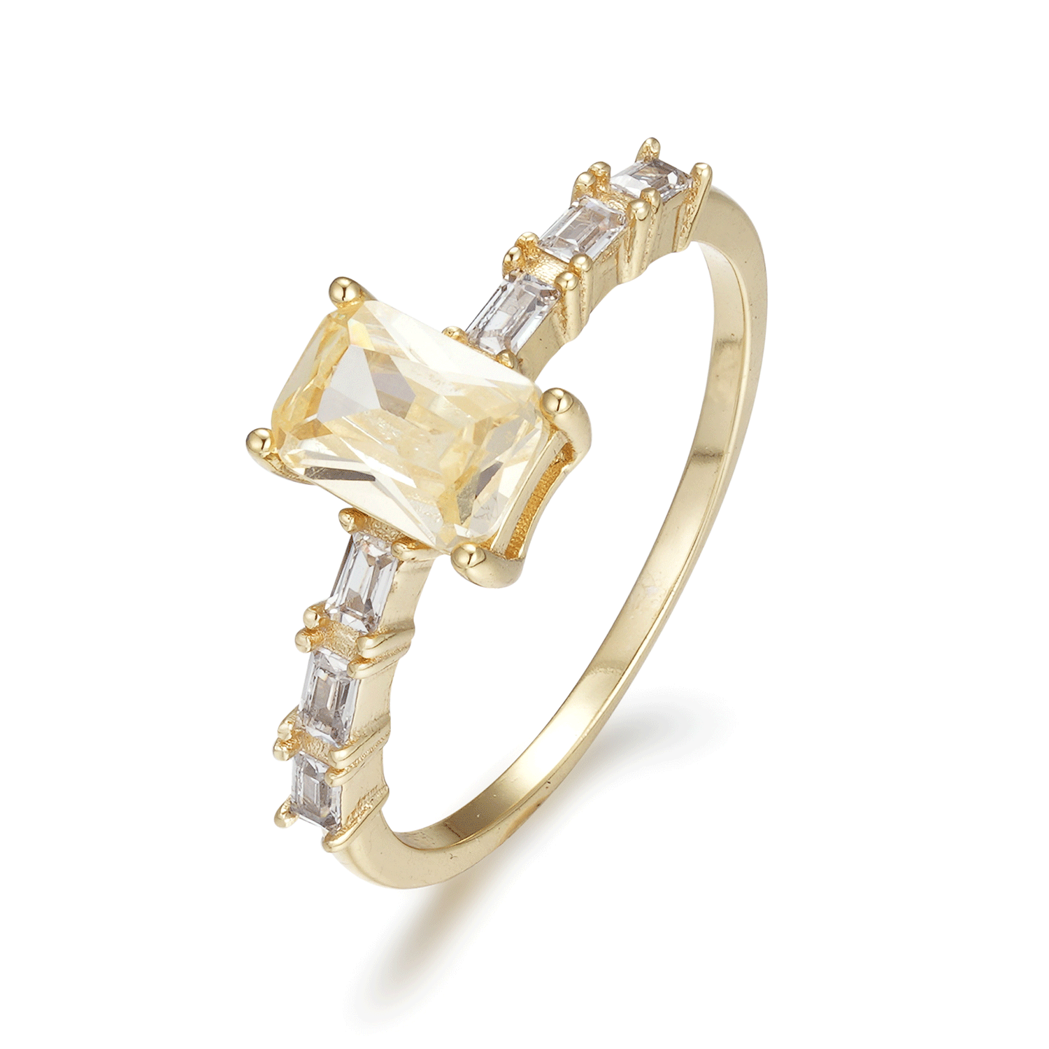 New Product Explosion Yellow Zircon Fashion Jewelry Brass Ring For Women