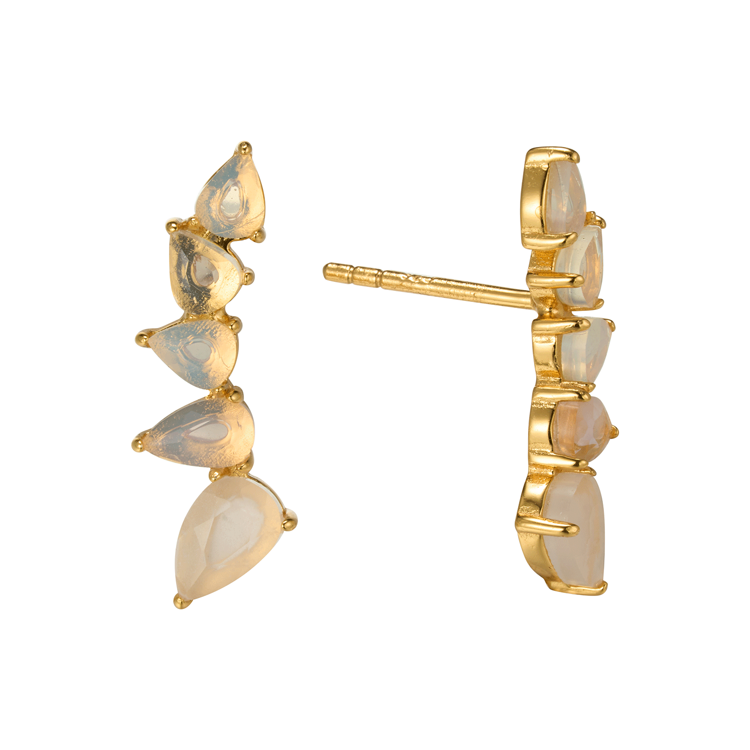 2024 Latest Models Light Pink Jade Glass Pear Shape Handmade Luxury Geometric Unique Sliver Earrings For Women