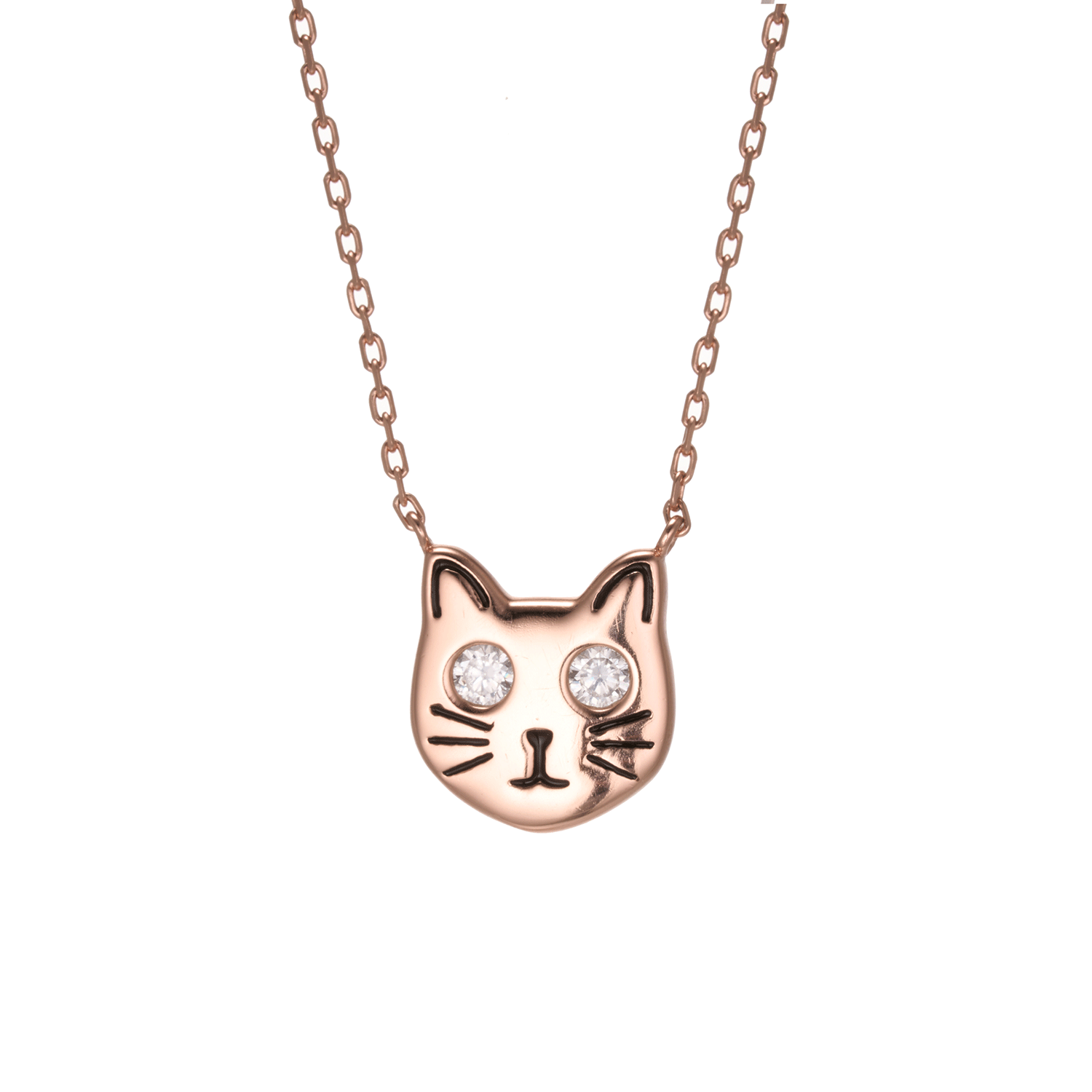 Own Brand Fashionable White Zircon Cat Personalised Sliver Necklace With Popular Price