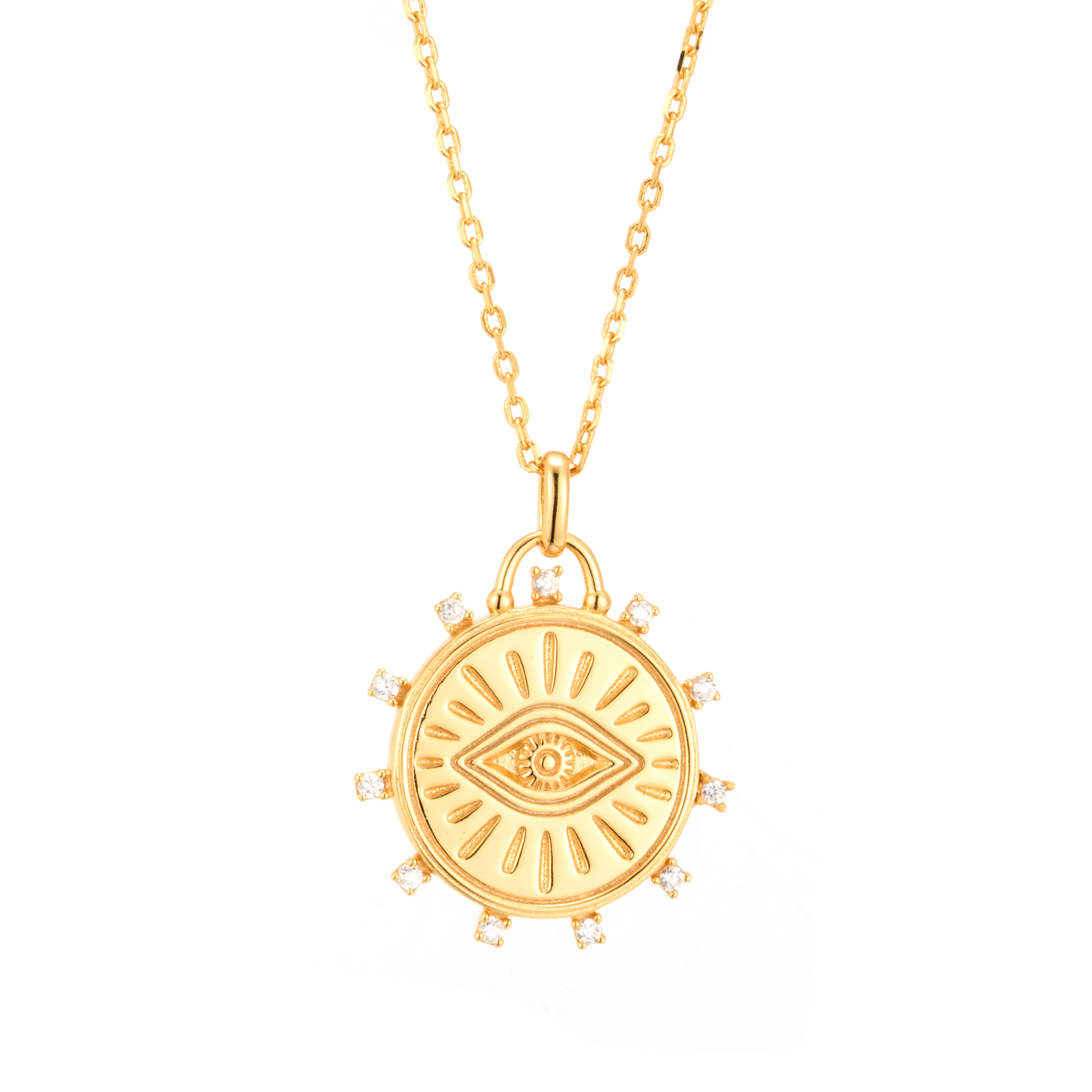 Stock Available Fashionable Eye White Zircon Silver 925 18K Gold Trendy Necklace 2023 With High-End Quality