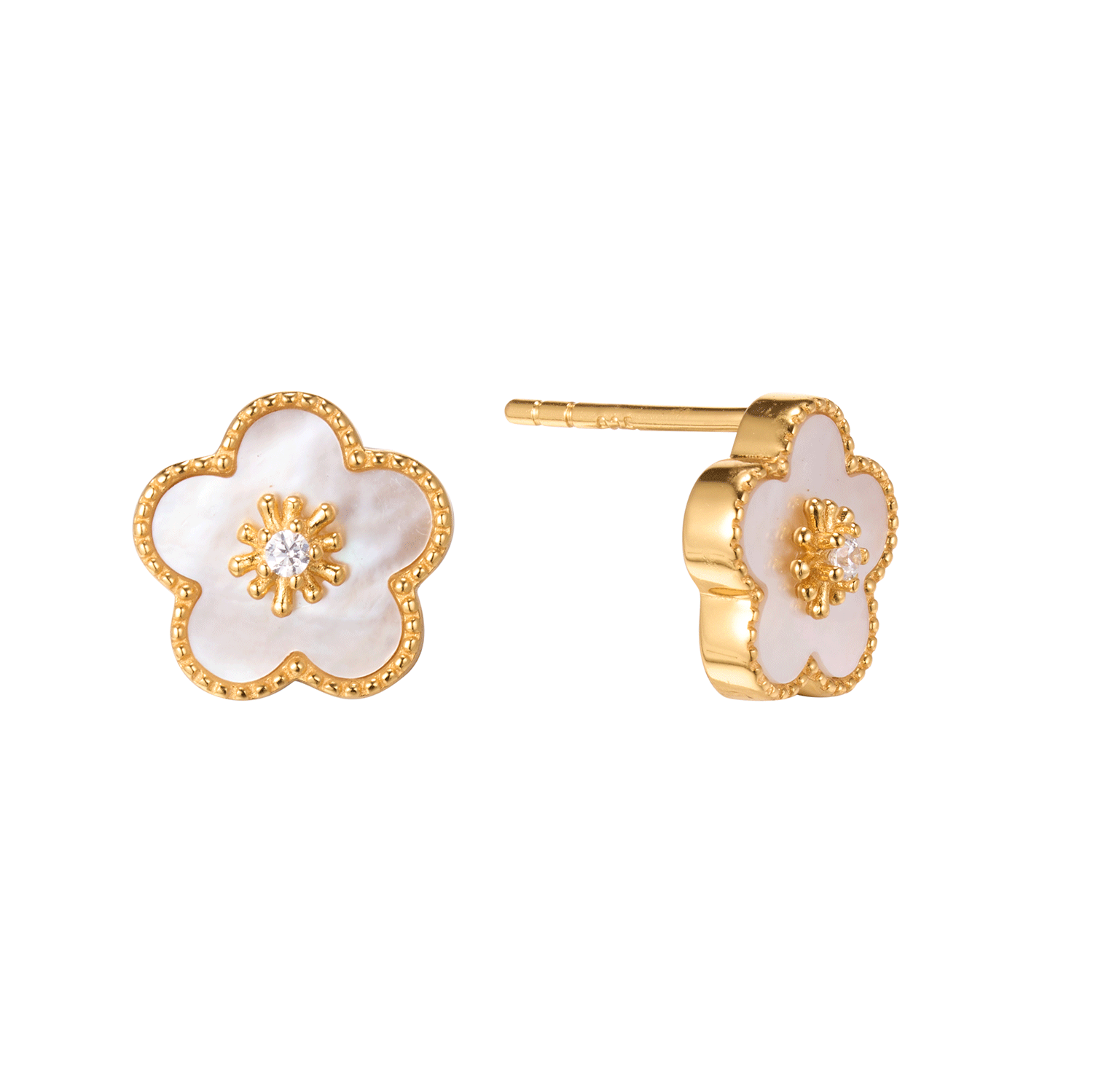 Most Popular In 2023 Classic Vintage White Zircon Flower Wholesale Sliver Stud Earrings