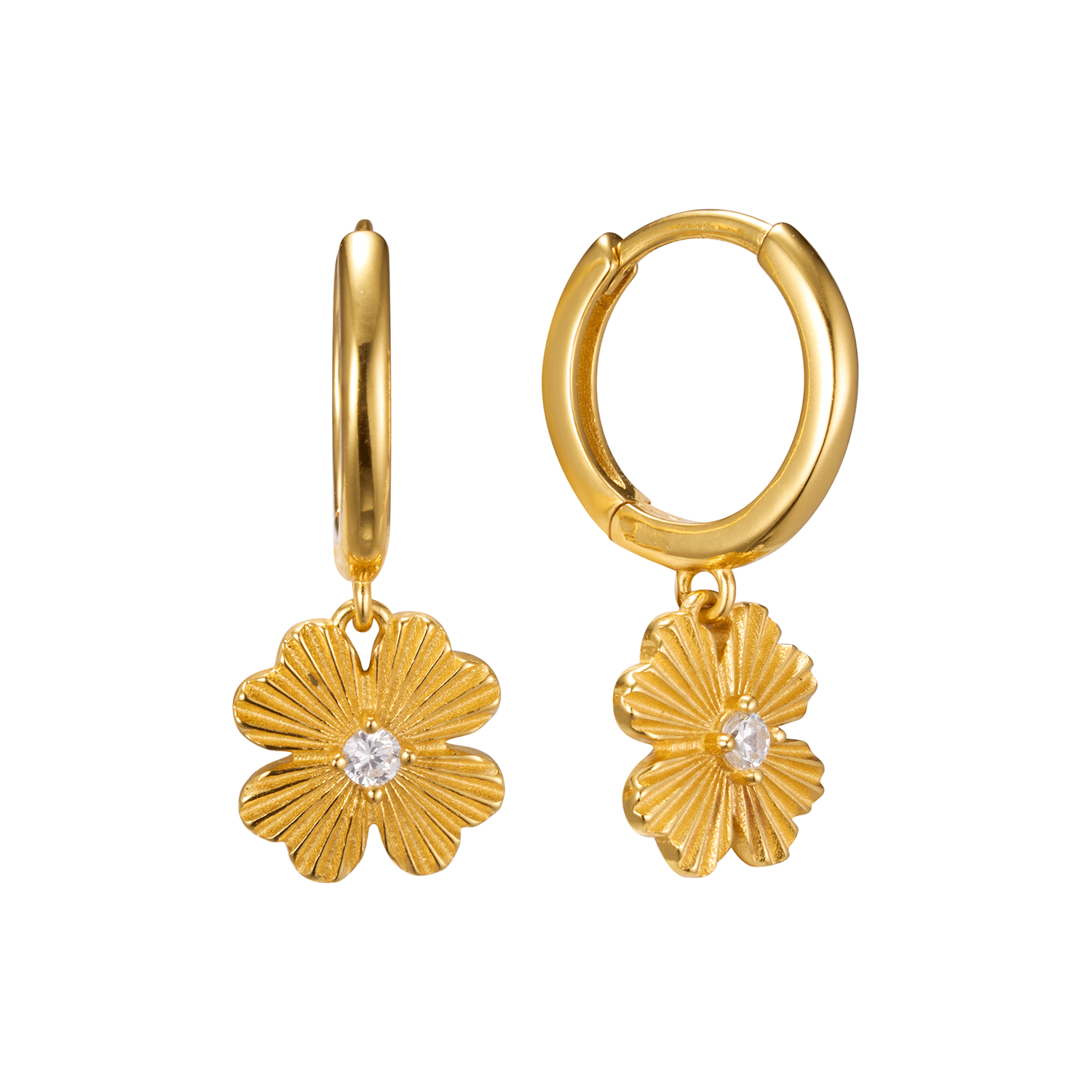 New Product Explosion 2Pcs White Zircon 18K Gold Hoop Women 2023 Four Leaf Clover Sliver Earring