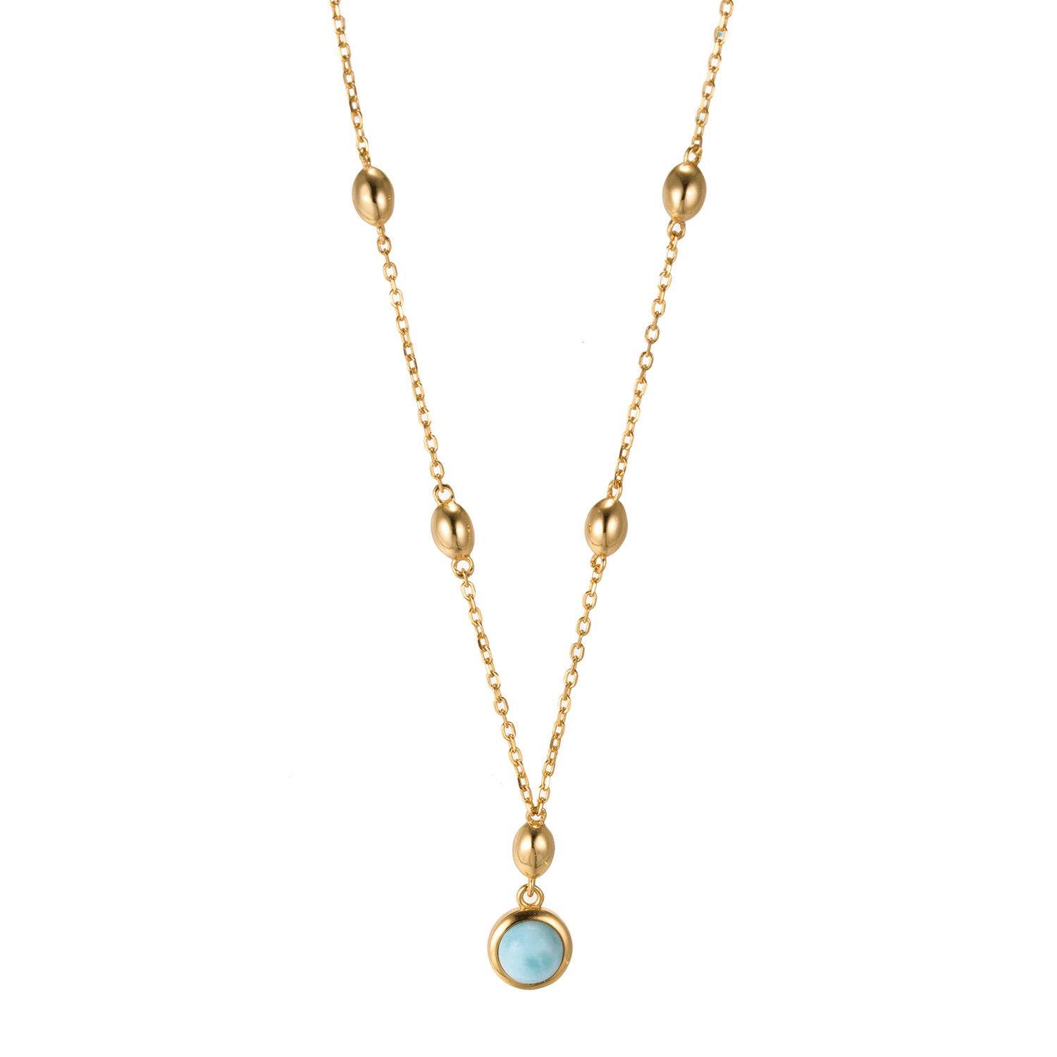 2023 New Innovations Larimar Trending 18K Gold Plated 925 Silver Female Long Necklace For Women