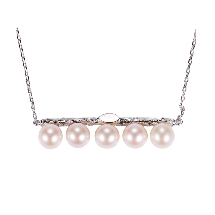 Newest Design Freshwater Long Pearl Necklace with Rhodium Gold Plated