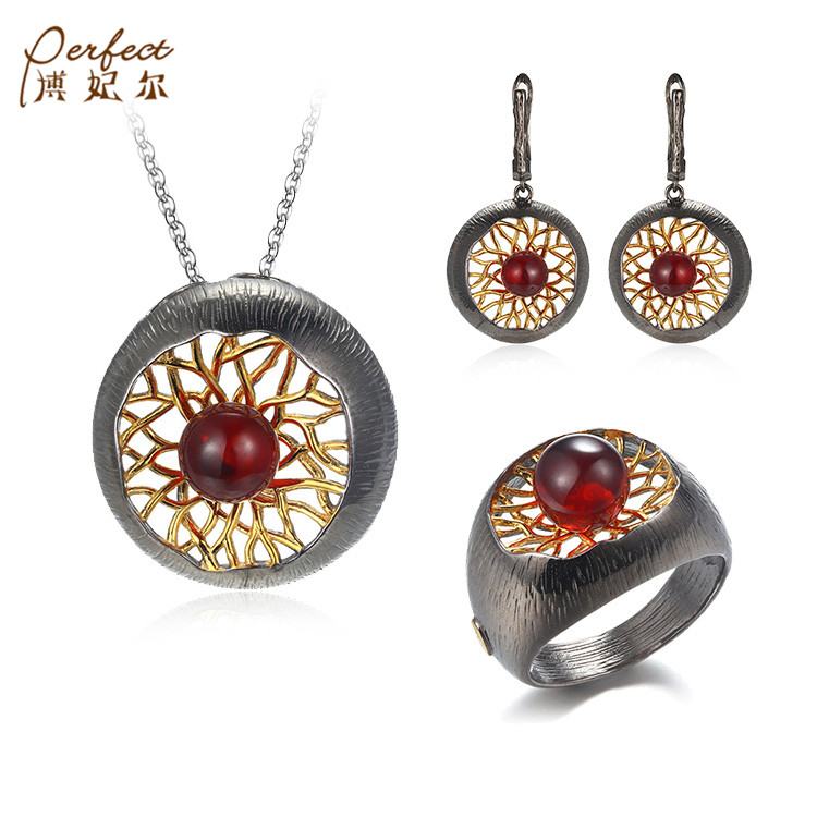 Beautiful Zircon Jewelry Set Gold Optional Custom Handmade 925 Sterling Silver Plated Filled Red CLASSIC Perfect Silver Earrings