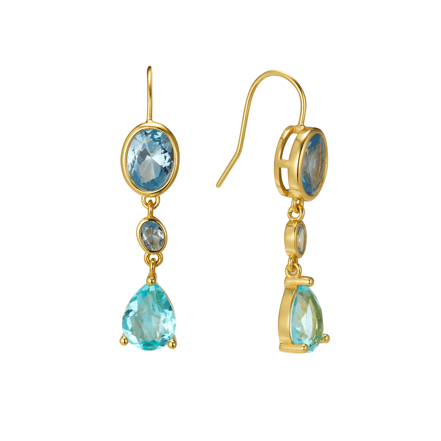 Wholesale Products Blue Spinel Retro Cute Korean Glass Sliver Earring