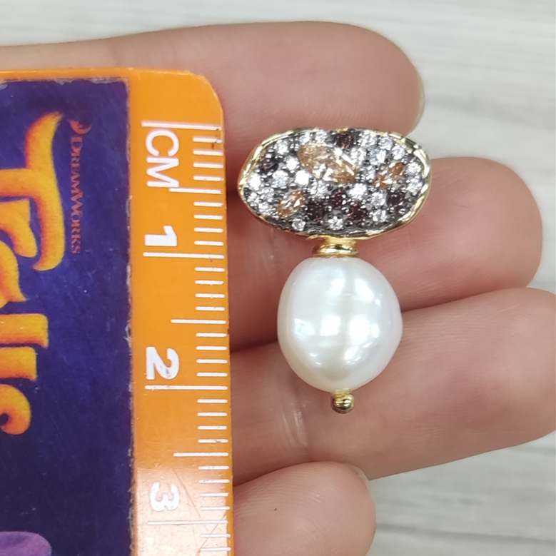 2023 Fashion Jewelry 18k Gold Plated Women Baroque Fresh Water Freshwater Pearl Earrings 925 Sterling Silver Pearl Earrings